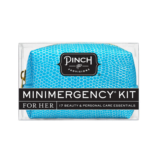 Minimergency Kit for Her - Blue Snakeskin banner